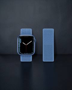 Apple Watch 42mm Hasırlı Cırtcırtlı Kordon - Mavi