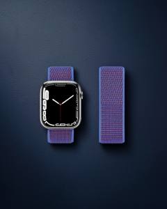 Apple Watch 42mm Hasırlı Cırtcırtlı Kordon - Mor