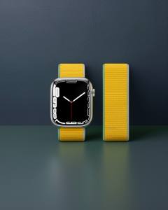Apple Watch 42mm Hasırlı Cırtcırtlı Kordon - Sarı
