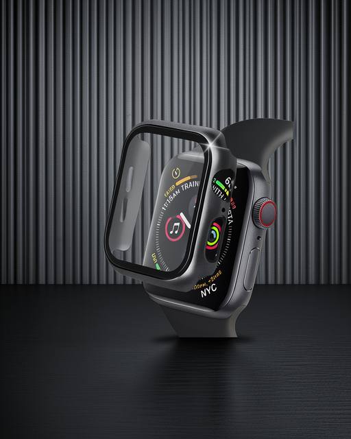 Apple Watch 38mm Camlı Kasa Ekran Koruyucu - Siyah