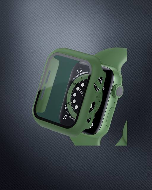 Apple Watch 38mm Camlı Kasa Ekran Koruyucu - Koyu Yeşil