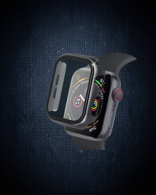 Apple Watch 40mm Camlı Kasa Ekran Koruyucu - Siyah