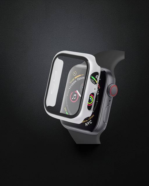 Apple Watch 40mm Camlı Kasa Ekran Koruyucu - Gümüş