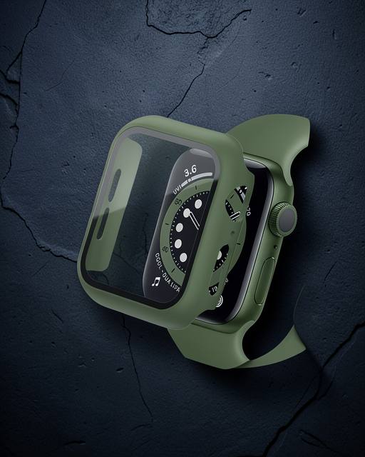Apple Watch 40mm Camlı Kasa Ekran Koruyucu - Koyu Yeşil