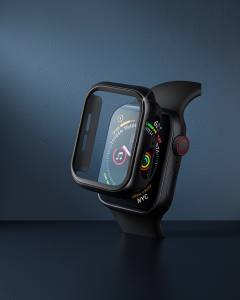 Apple Watch 41mm Camlı Kasa Ekran Koruyucu - Siyah