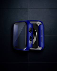 Apple Watch 41mm Camlı Kasa Ekran Koruyucu - Lacivert