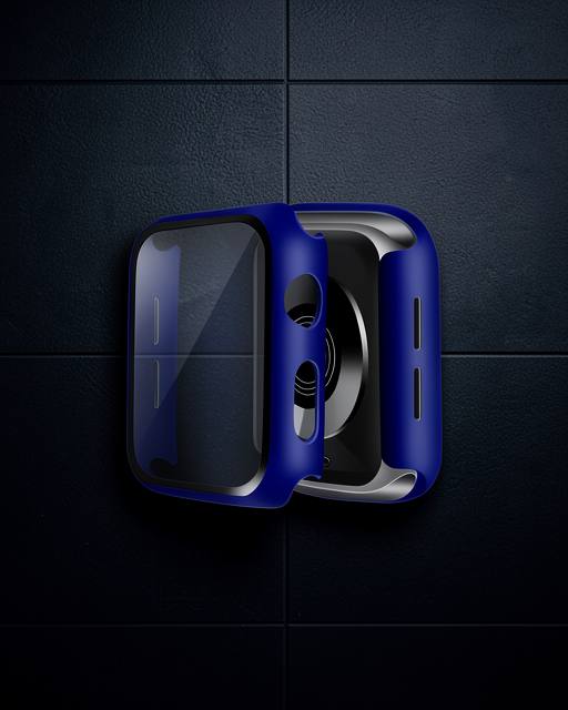 Apple Watch 41mm Camlı Kasa Ekran Koruyucu - Lacivert