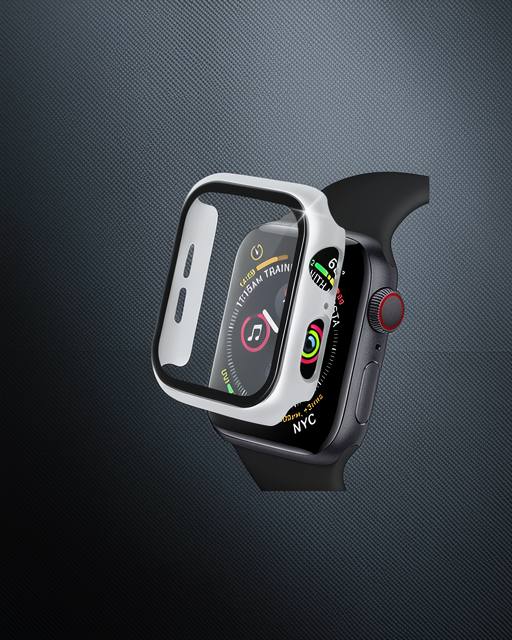 Apple Watch 41mm Camlı Kasa Ekran Koruyucu - Gümüş