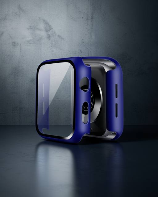Apple Watch 45mm Camlı Kasa Ekran Koruyucu - Lacivert