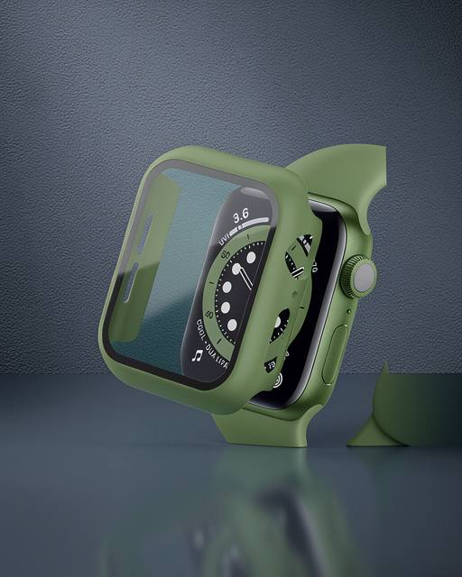 Apple Watch Ultra 49mm Camlı Kasa Ekran Koruyucu - Koyu Yeşil
