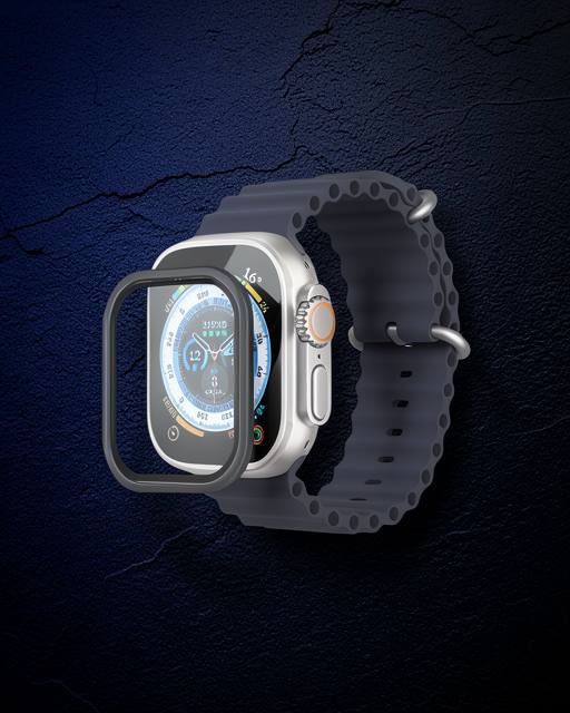 Apple Watch Ultra 49mm Alüminyum Kasa Cam Ekran Koruyucu - Siyah