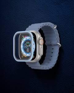 Apple Watch Ultra 49mm Alüminyum Kasa Cam Ekran Koruyucu - Mavi