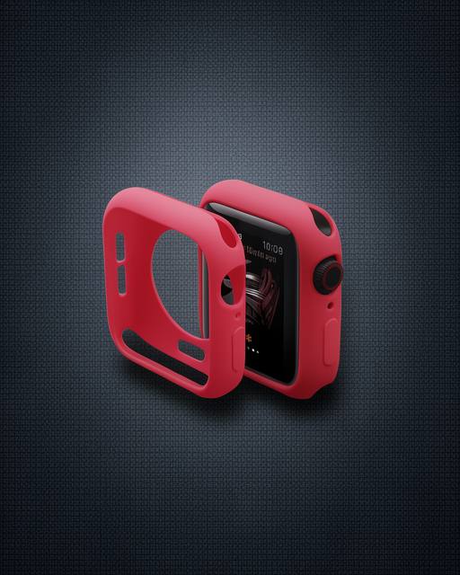 Apple Watch 42mm Silikon Alt Kasa - Kırmızı