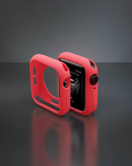 Apple Watch 44mm Silikon Alt Kasa - Kırmızı