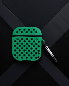 Apple Airpods 2 (2.nesil) Spor Delikli Kılıf - Yeşil-siyah