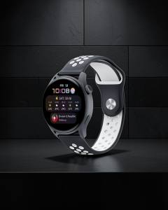 Watch 20mm Spor Delikli Kordon - Siyah-beyaz