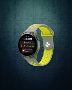 Watch 20mm Spor Delikli Kordon - Gri-yeşil