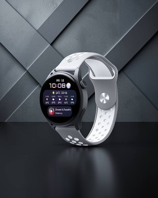 Watch 20mm Spor Delikli Kordon - Gri-beyaz