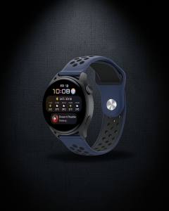Watch 20mm Spor Delikli Kordon - Lacivert-siyah