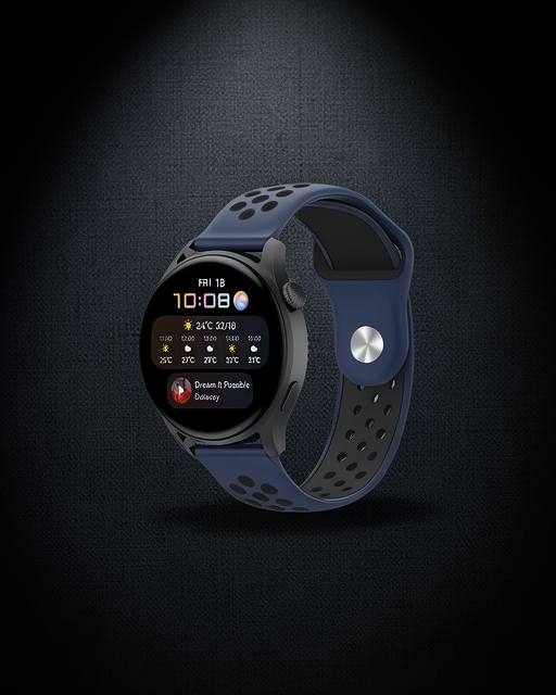 Watch 20mm Spor Delikli Kordon - Lacivert-siyah