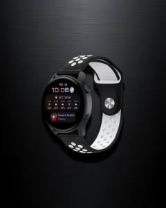 Watch 22mm Spor Delikli Kordon - Siyah-beyaz