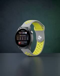 Watch 22mm Spor Delikli Kordon - Gri-yeşil