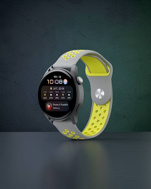 Watch 22mm Spor Delikli Kordon - Gri-yeşil