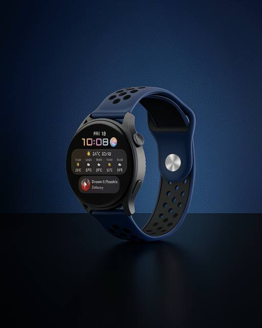 Watch 22mm Spor Delikli Kordon - Lacivert-siyah