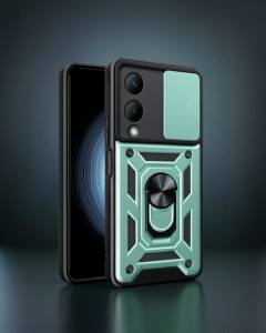 Vivo Y17s Kılıf Pars Lens Yüzüklü Silikon - Yeşil