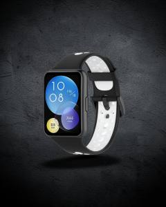 Huawei Watch Fit 2 Spor Delikli Kordon - Siyah-beyaz