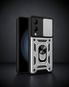 Vivo Y17s Kılıf Pars Lens Yüzüklü Silikon - Gümüş