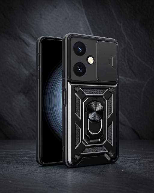 Vivo Y27 Kılıf Pars Lens Yüzüklü Silikon - Siyah