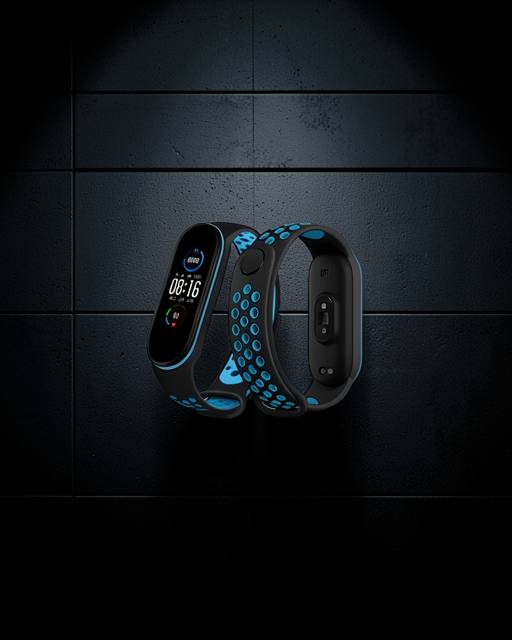 Xiaomi Mi Band 6 Spor Delikli Kordon - Siyah-mavi
