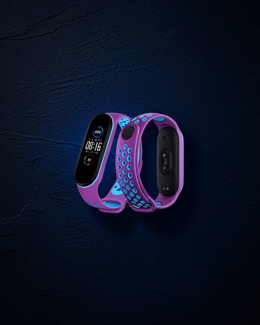 Xiaomi Mi Band 6 Spor Delikli Kordon - Mor-mavi