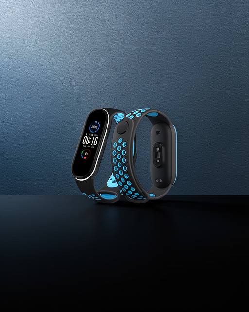 Xiaomi Mi Band 6 Spor Delikli Kordon - Siyah-mavi-beyaz