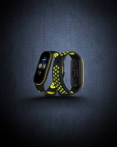 Xiaomi Mi Band 7 Spor Delikli Kordon - Siyah-yeşil