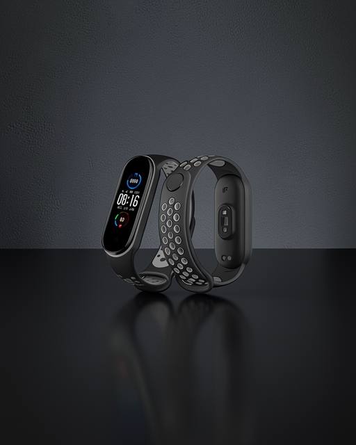 Xiaomi Mi Band 7 Spor Delikli Kordon - Siyah-gri