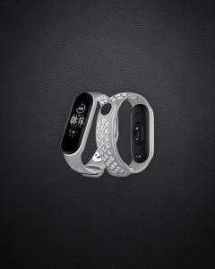 Xiaomi Mi Band 4 Spor Delikli Kordon - Gri-beyaz