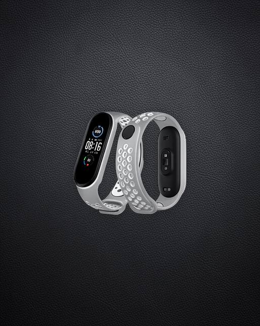Xiaomi Mi Band 4 Spor Delikli Kordon - Gri-beyaz