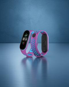Xiaomi Mi Band 4 Spor Delikli Kordon - Mor-mavi