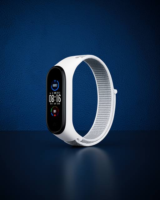 Xiaomi Mi Band 4 Hasırlı Cırtcırtlı Kordon - Beyaz