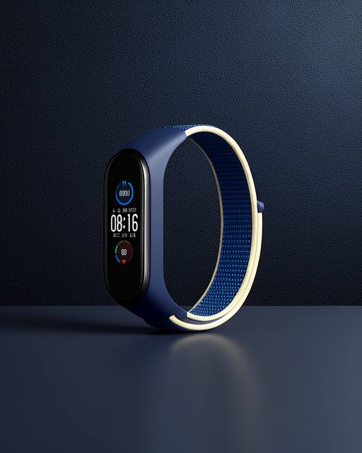 Xiaomi Mi Band 4 Hasırlı Cırtcırtlı Kordon - Sarı-lacivert