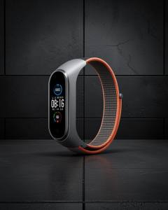 Xiaomi Mi Band 4 Hasırlı Cırtcırtlı Kordon - Turuncu-gri