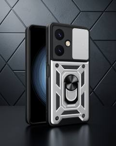 Vivo Y27 Kılıf Pars Lens Yüzüklü Silikon - Gümüş