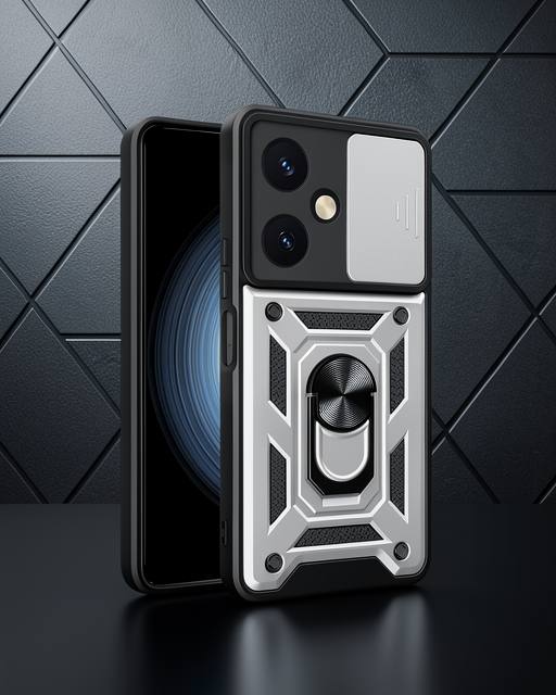 Vivo Y27 Kılıf Pars Lens Yüzüklü Silikon - Gümüş