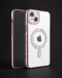 Apple İphone 15 Kılıf Joke Simli Magneticsafe Kılıf - Pembe