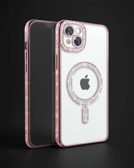 Apple İphone 15 Kılıf Joke Simli Magneticsafe Kılıf - Pembe