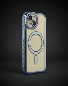 Apple İphone 15 Kılıf Joke Simli Magneticsafe Kılıf - Lacivert