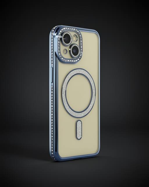 Apple İphone 15 Kılıf Joke Simli Magneticsafe Kılıf - Lacivert