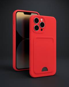 Apple İphone 13 Pro Kılıf Kelvin Kartvizitli Silikon - Kırmızı